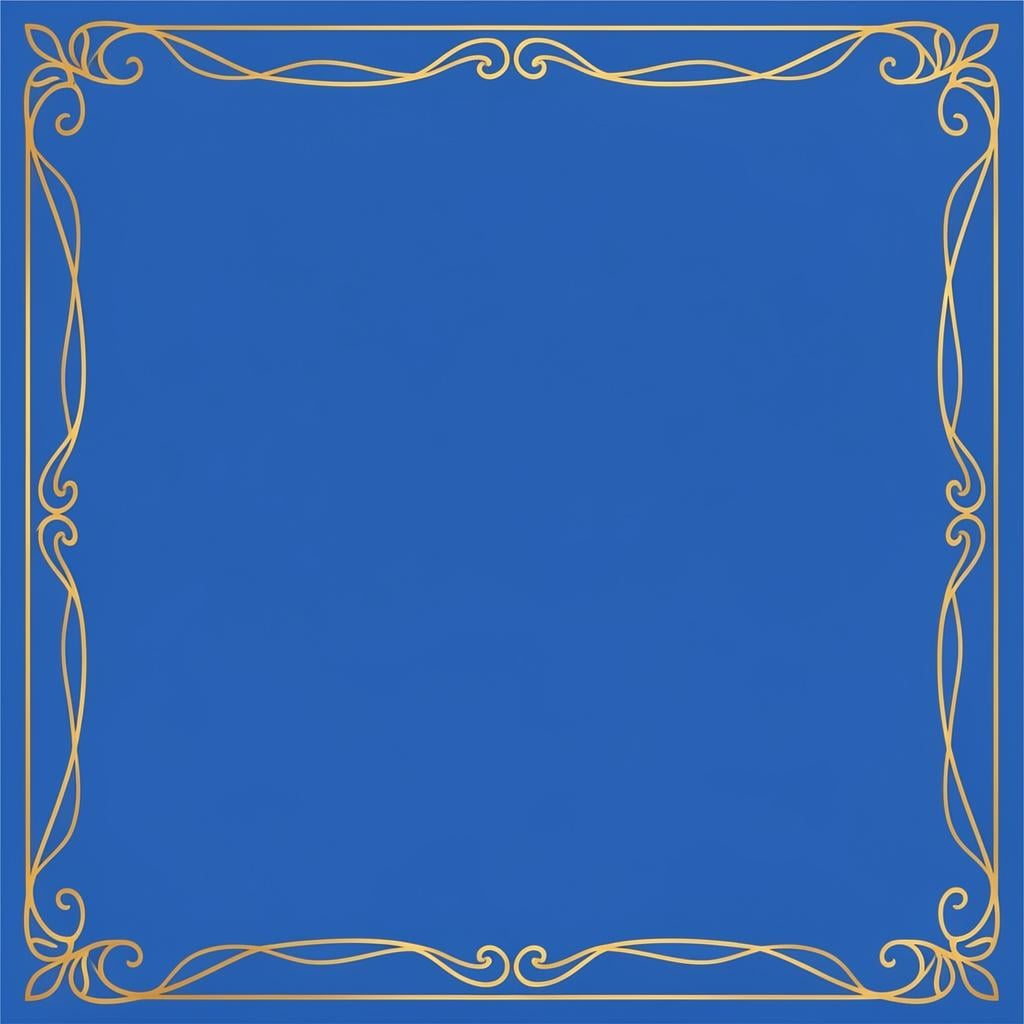 A decorative golden line bordering the edge of a blue rectangular frame.