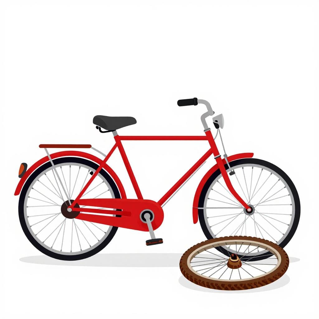 Una bicicletta rossa nuova di zecca accanto a una bicicletta vecchia, arrugginita e rotta appoggiata a un muro.