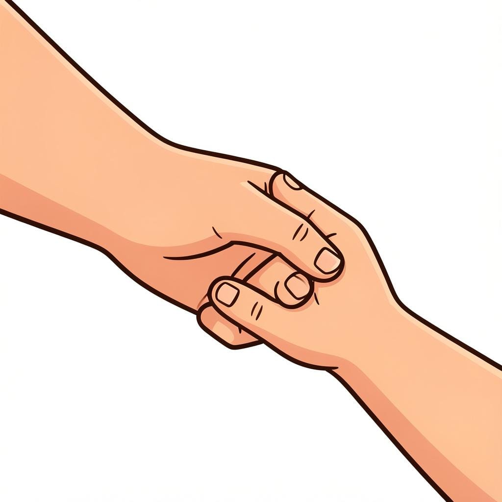 Two hands of different sizes, one adult and one child, holding fingers to show a strong connection.