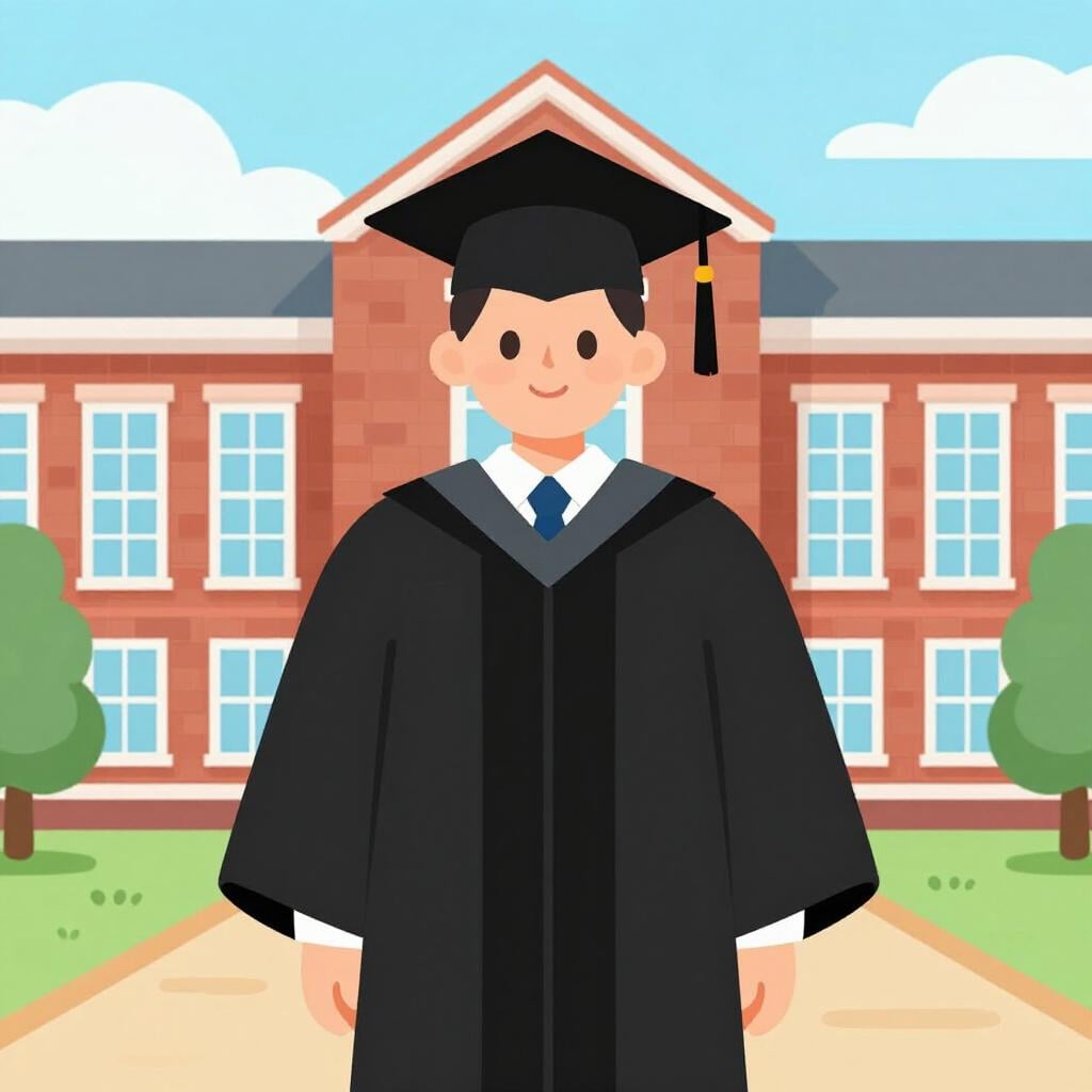 A distinguished person in academic regalia standing in front of a grand university building.
