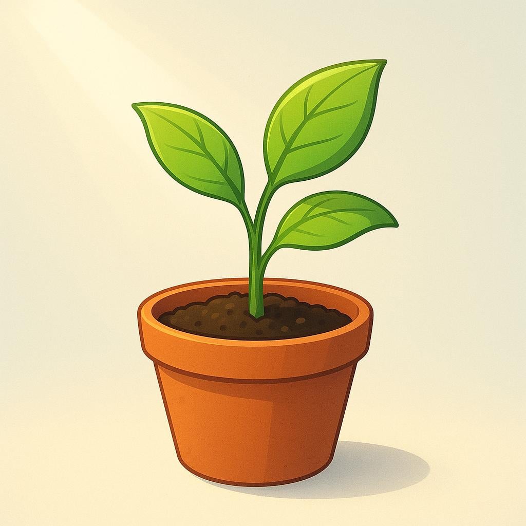 A small, vibrant green sapling growing strongly out of rich brown soil, illuminated by gentle sunlight, symbolizing sustenance or figurative support.