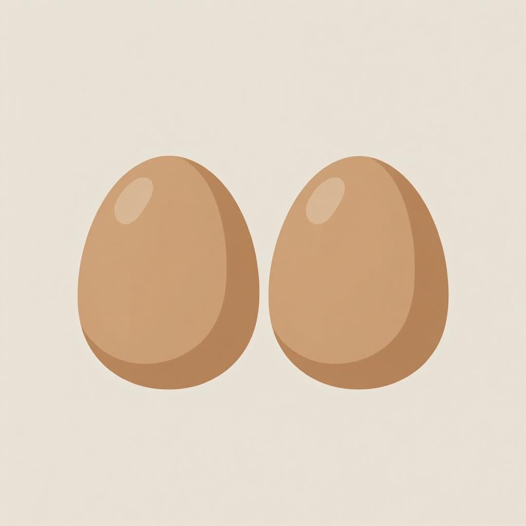 Zwei glatte, runde, hellbraune Eiformen nebeneinander.