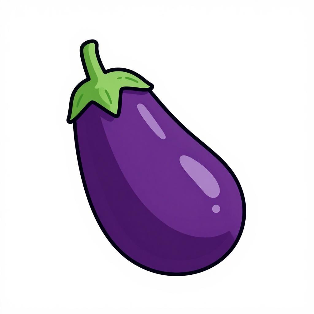 A stylized, cartoon-like pink eggplant icon.
