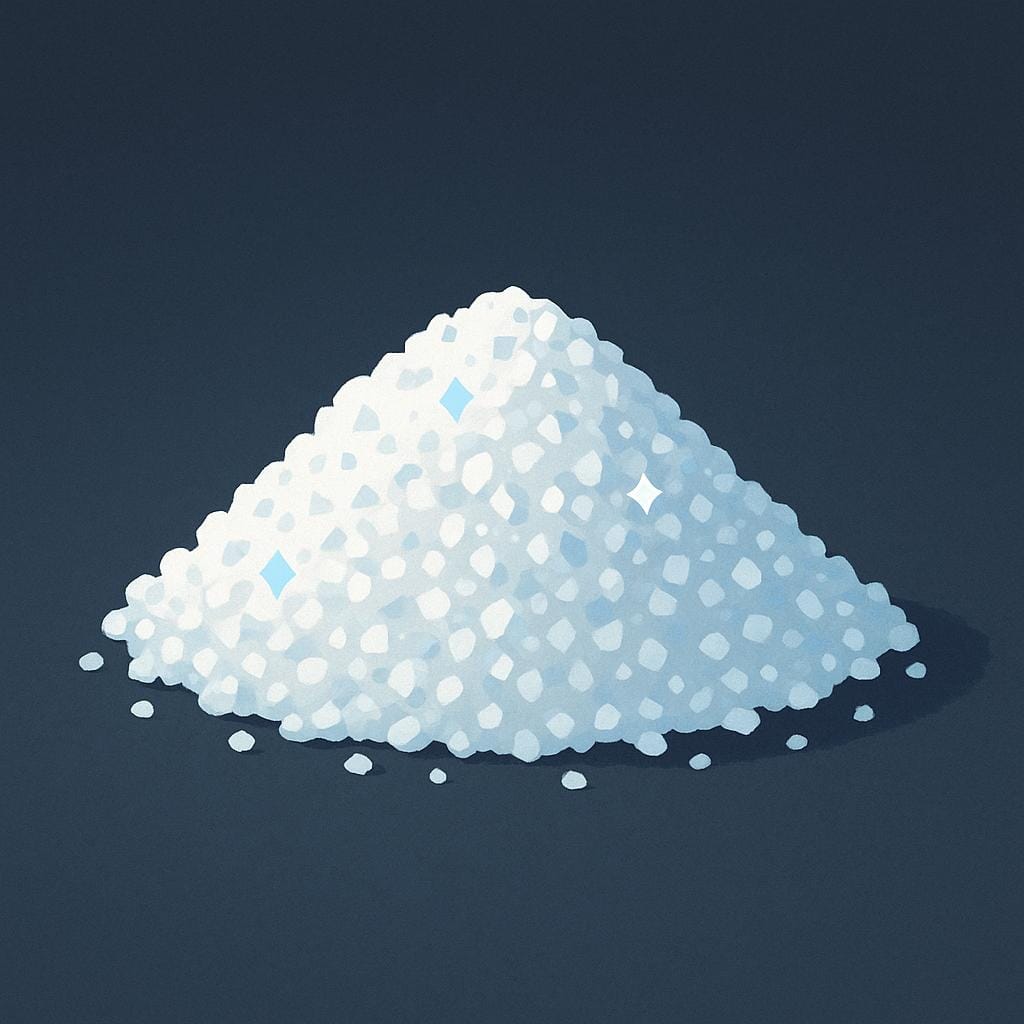 A small, generic mound of white crystalline powder resting on a dark surface.
