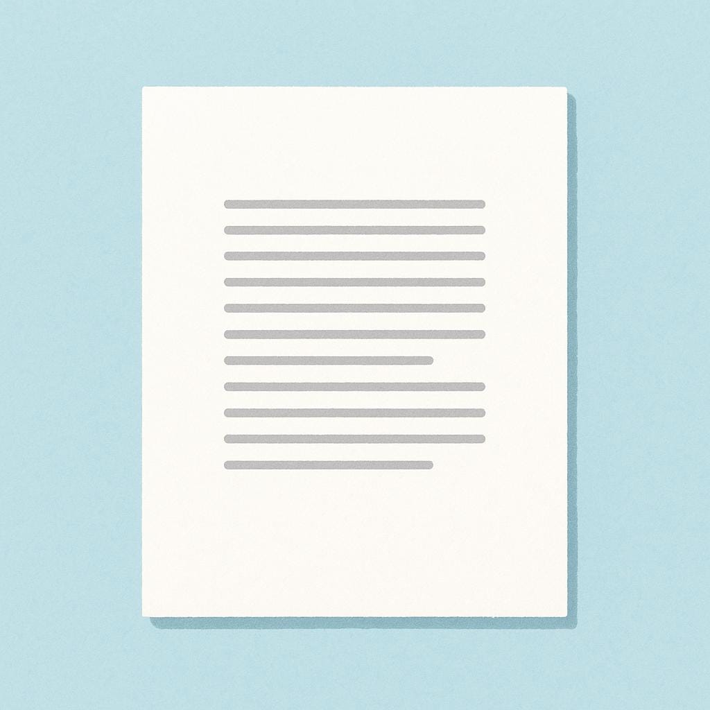 A sheet of white paper with a central block of neat text lines, highlighting the wide, empty space (the margin) surrounding the text block.