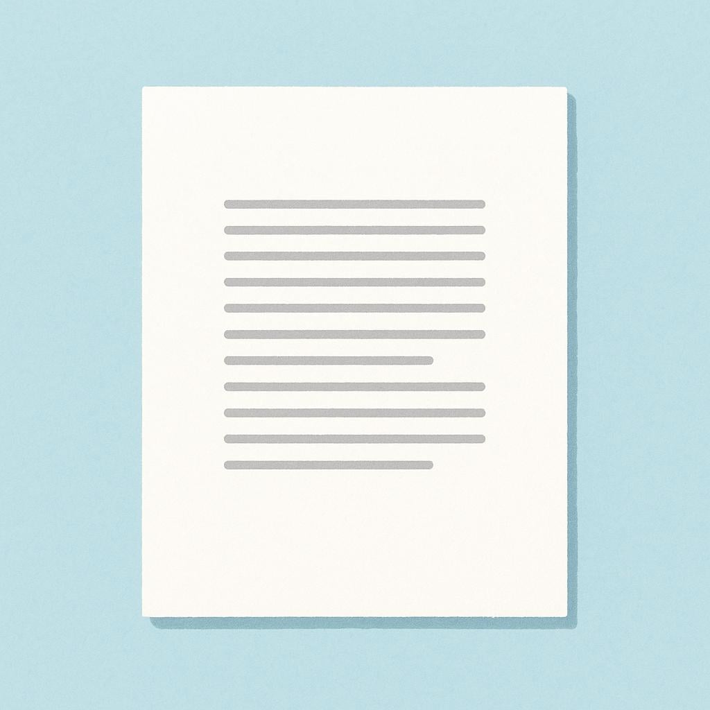 A sheet of white paper with a central block of neat text lines, highlighting the wide, empty space (the margin) surrounding the text block.