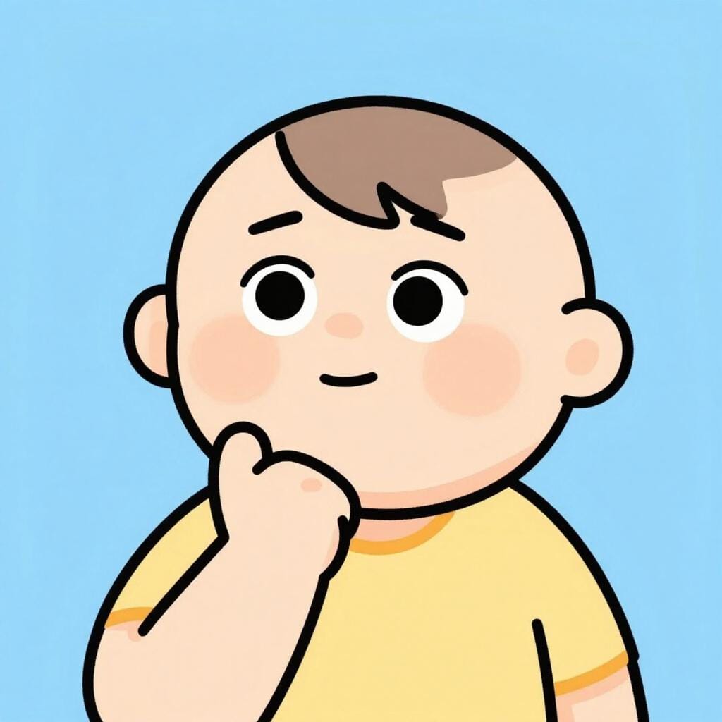 Una persona amichevole con un'espressione pensierosa, che appoggia il mento sulla mano come se facesse una pausa a metà frase.