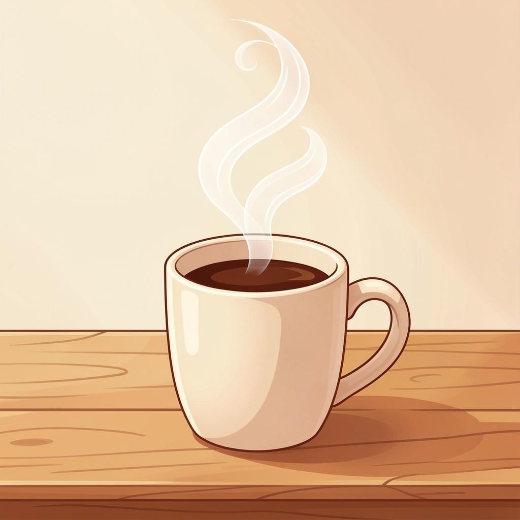 A steaming cup of coffee with swirling steam rising into the air, representing a pleasant scent.