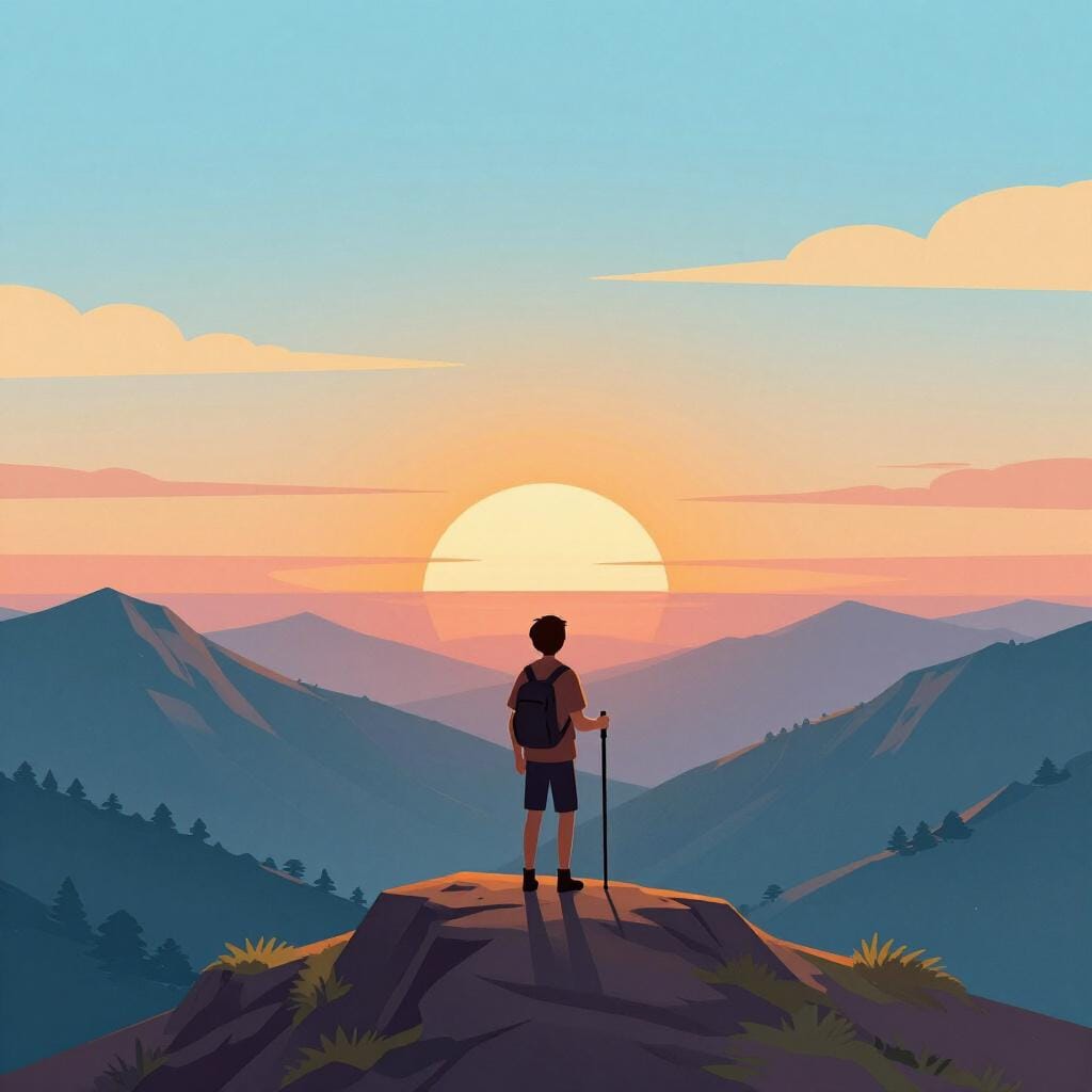 Eine wunderschöne Aussicht vom Gipfel eines Berges nach einer langen Wanderung.