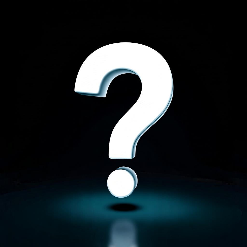A large, glowing white question mark on a dark background, representing the use of 'qué' to ask questions.