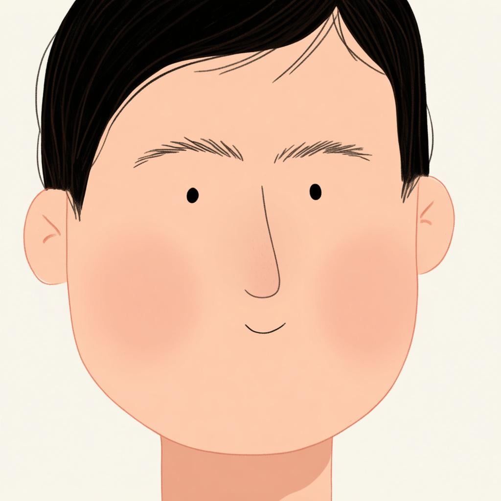 A close-up illustration of a person's face highlighting the forehead area above the eyebrows.