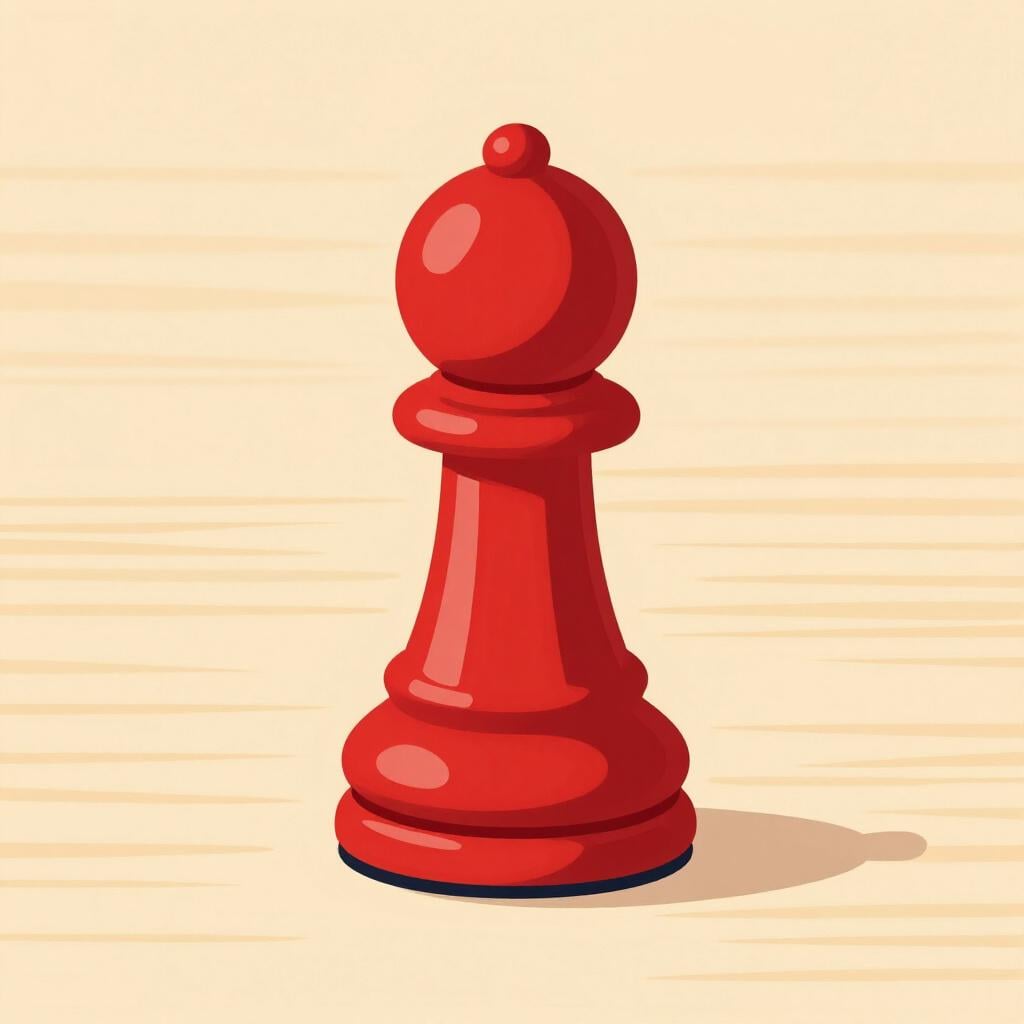 Un pion de jeu en bois rouge unique posé sur une surface en bois.