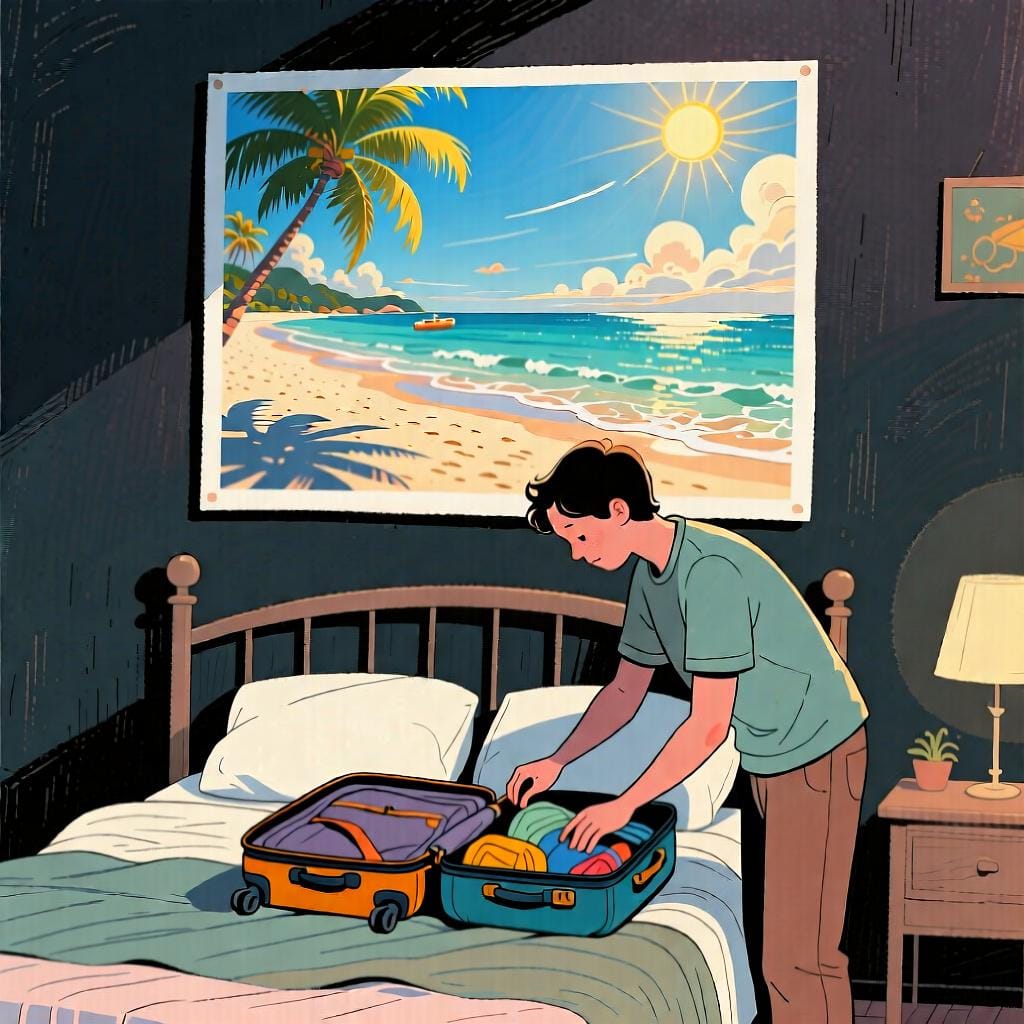 A timeline showing one event happening before another, indicating the past.