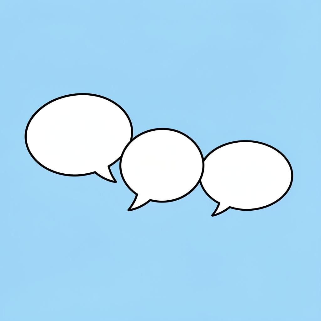 Empty rounded speech bubbles floating in the air.