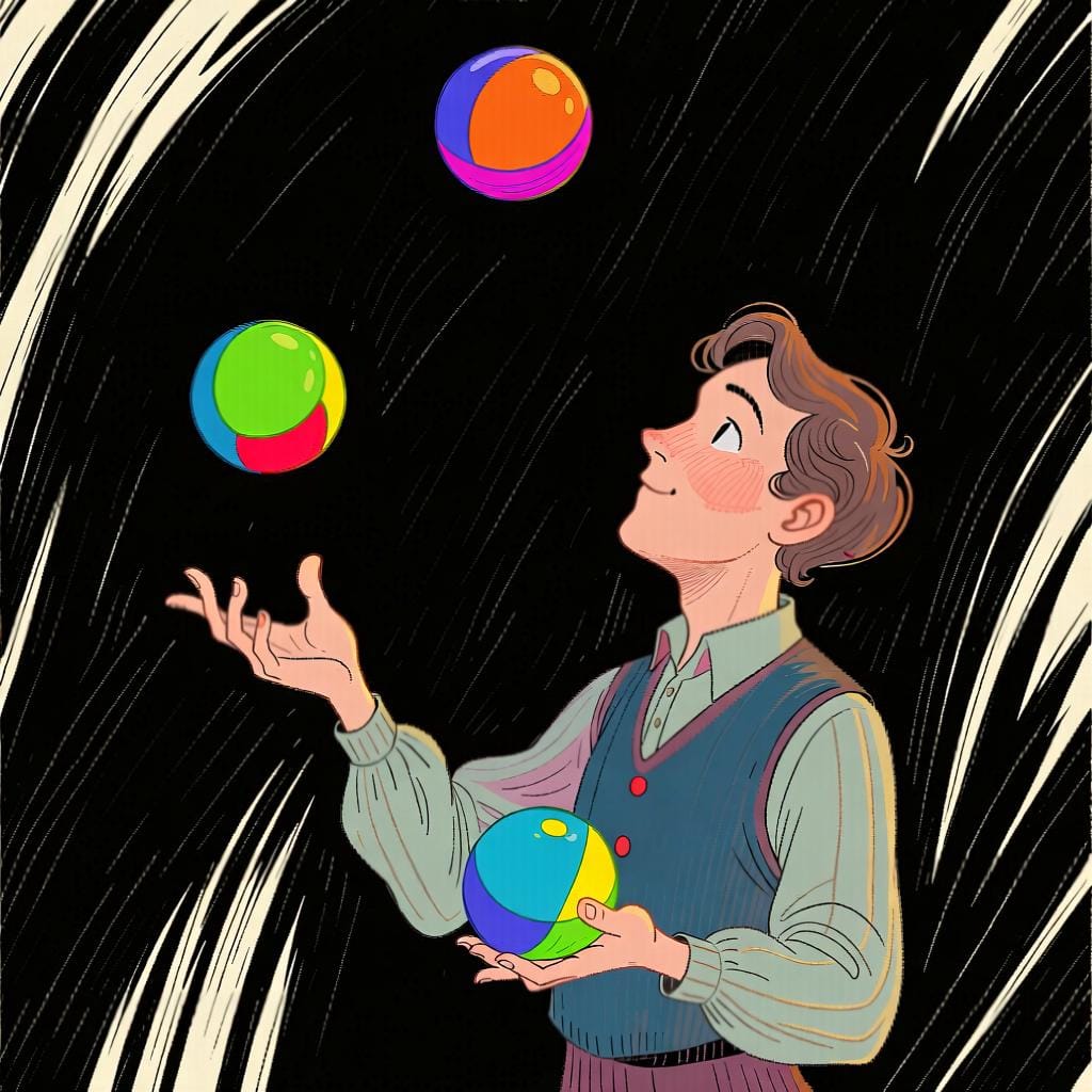 Illustration of a person juggling, representing the ability or skill to do something.