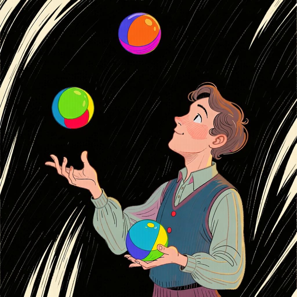 Illustration of a person juggling, representing the ability or skill to do something.