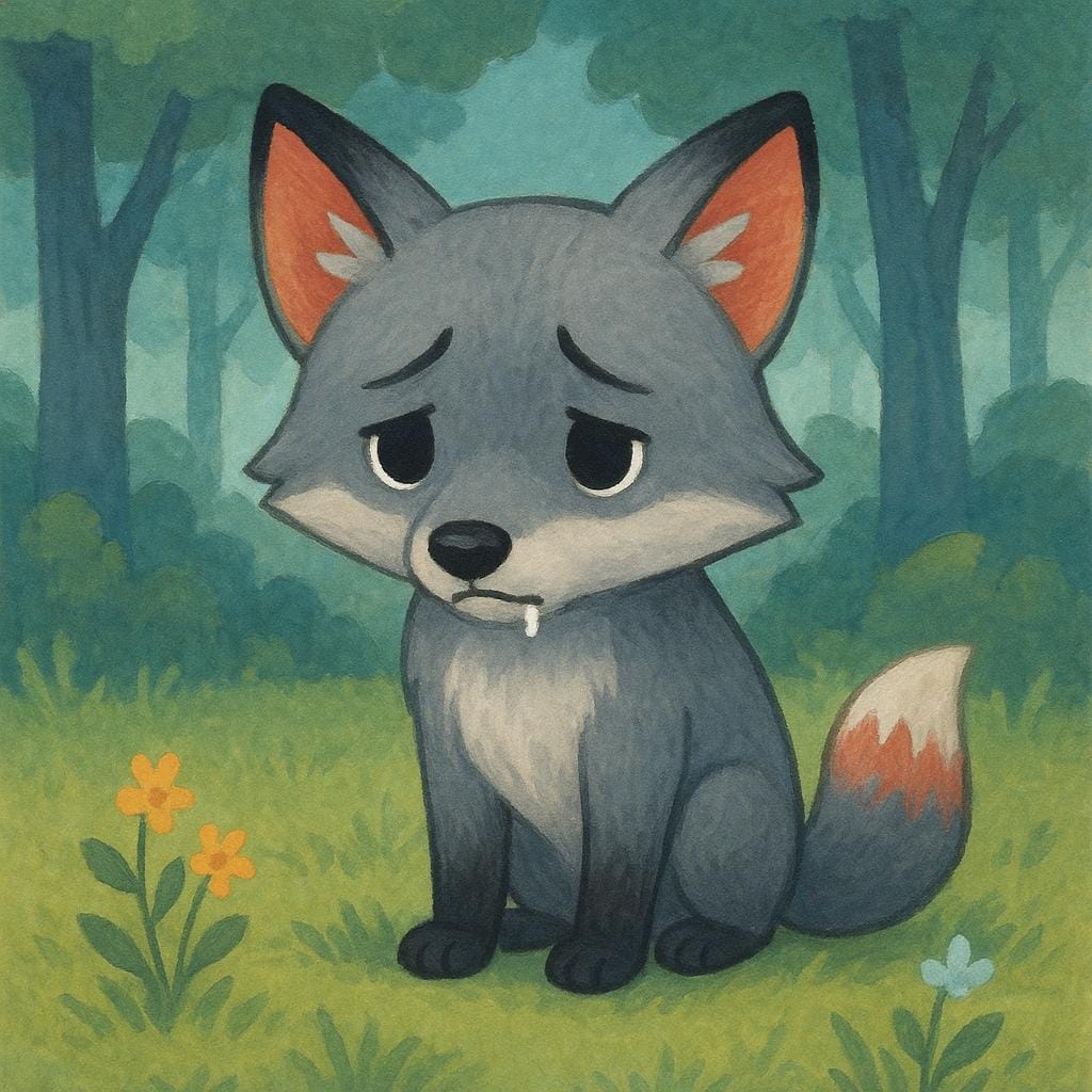 An illustration of a sick fox standing alone, symbolizing the viral disease rabies.
