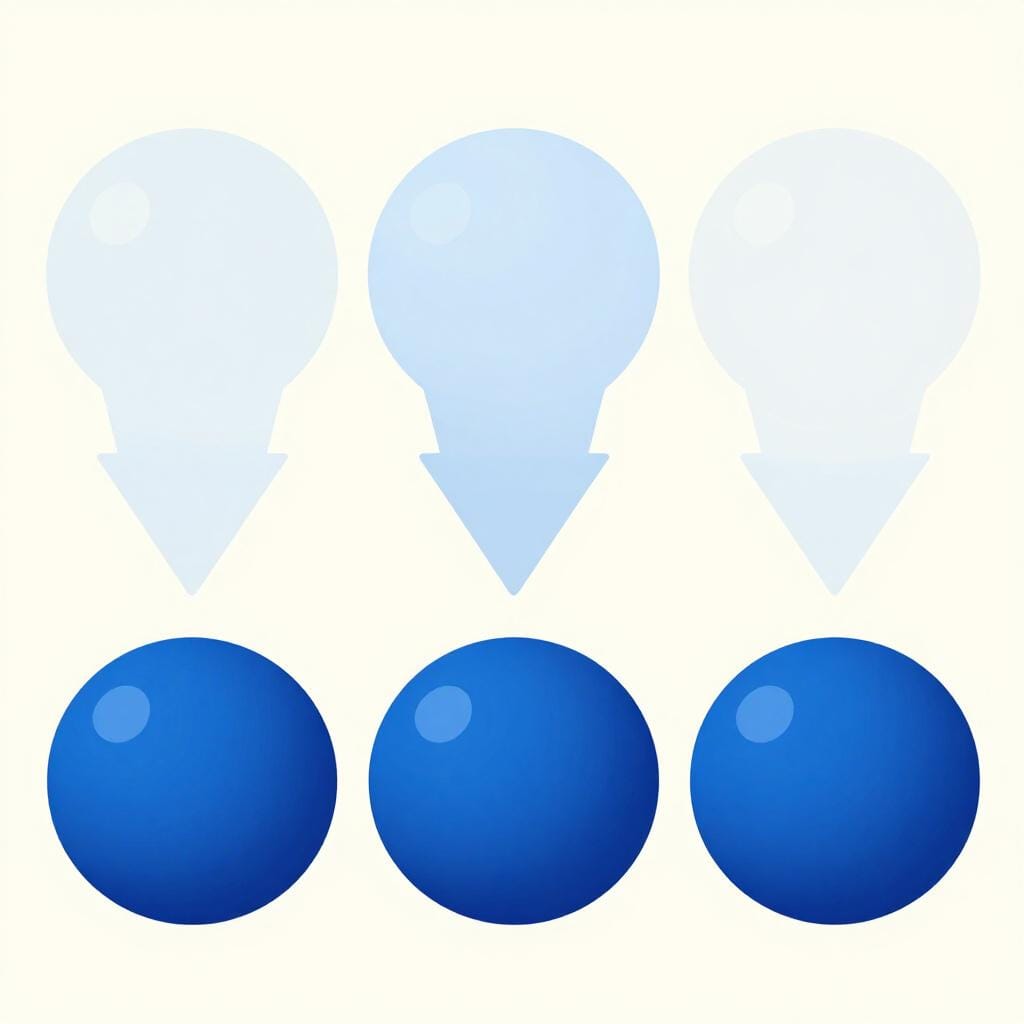 Drei identische, vollständige blaue Kugeln, die auf einer Oberfläche aufgereiht sind und das Konzept einer ganzen Zahl oder Ganzzahl darstellen.