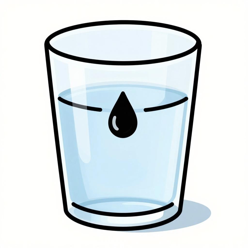 A single drop of black ink falling into a glass of crystal clear water, creating dark swirls.