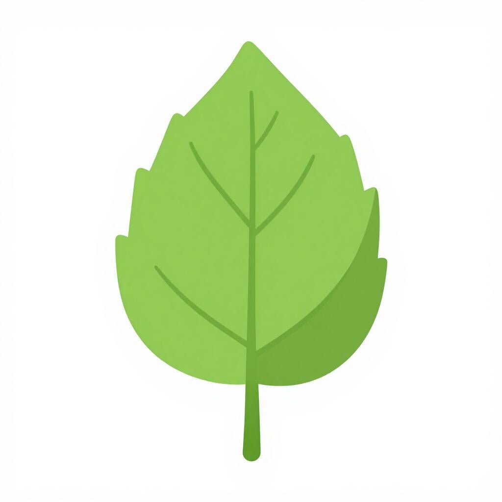 A vibrant green leaf with dew drops on a plain white background.