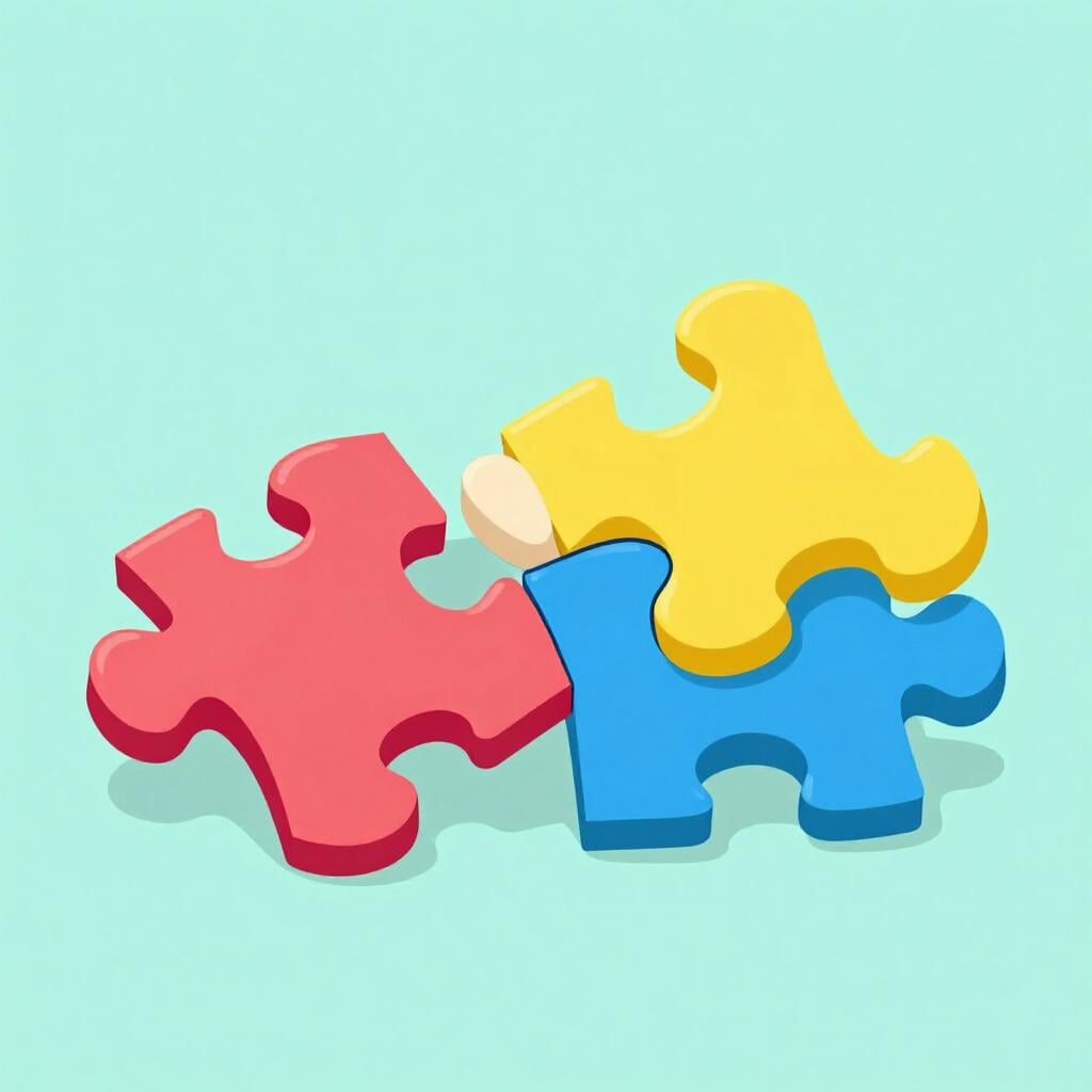 Two different puzzle pieces being joined together perfectly.