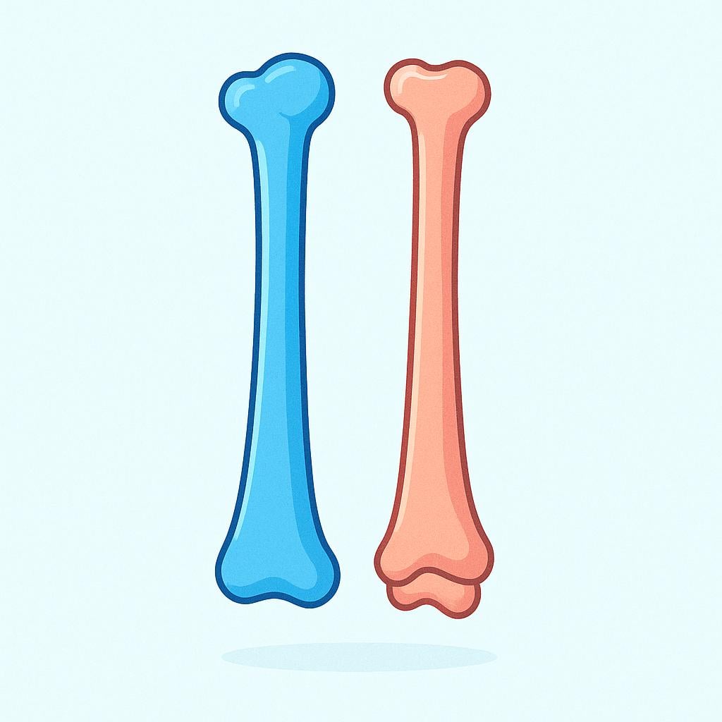 A simple illustration of the human forearm bones, highlighting the radius bone.