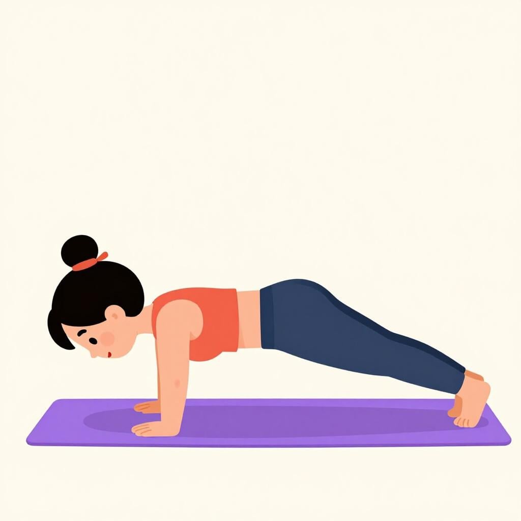 Une personne effectuant un exercice de planche sur un tapis de yoga.