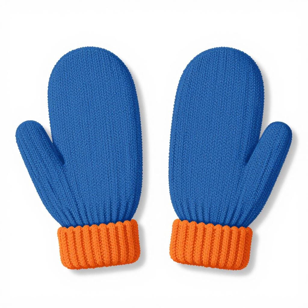 A pair of colorful knitted mittens that match perfectly.