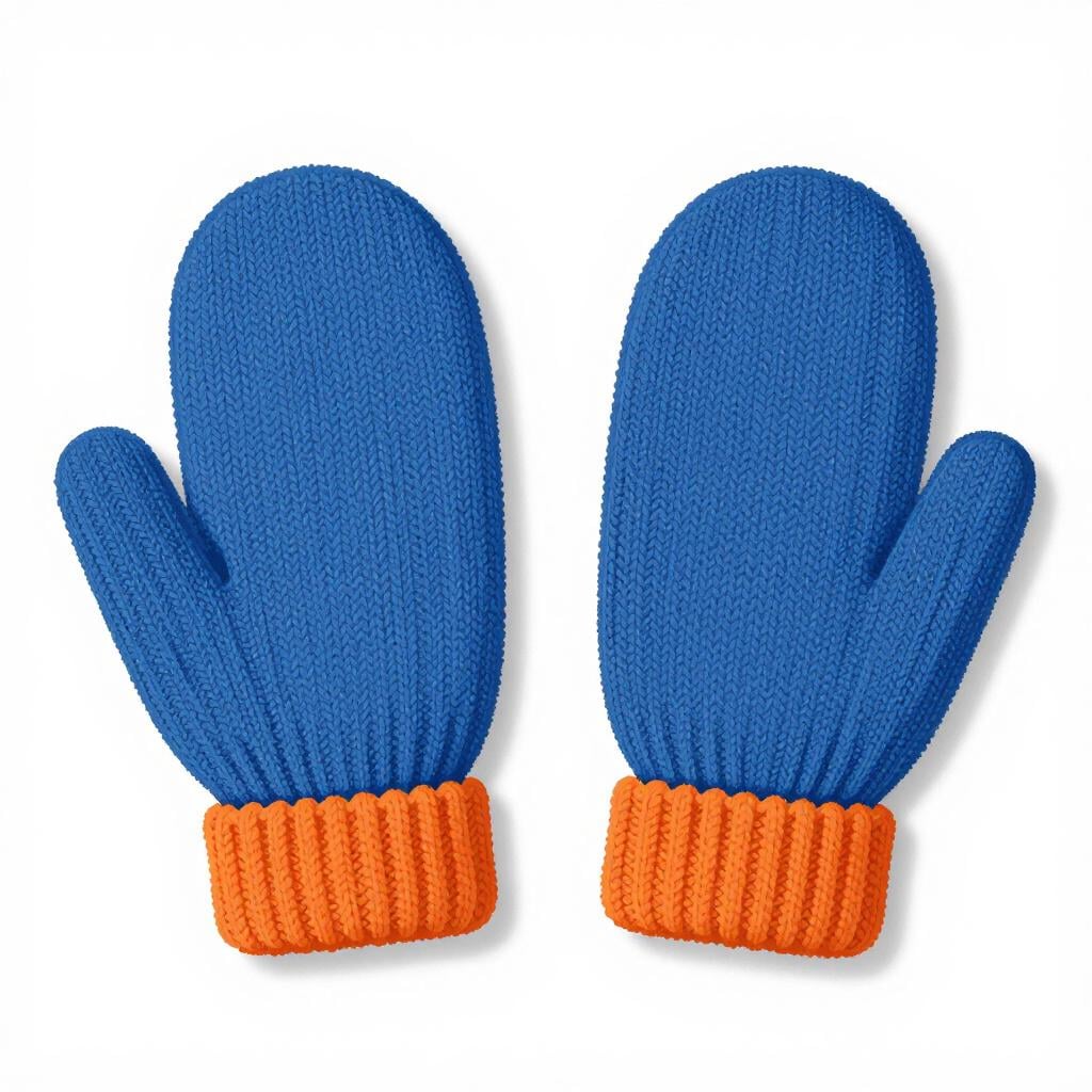 A pair of colorful knitted mittens that match perfectly.