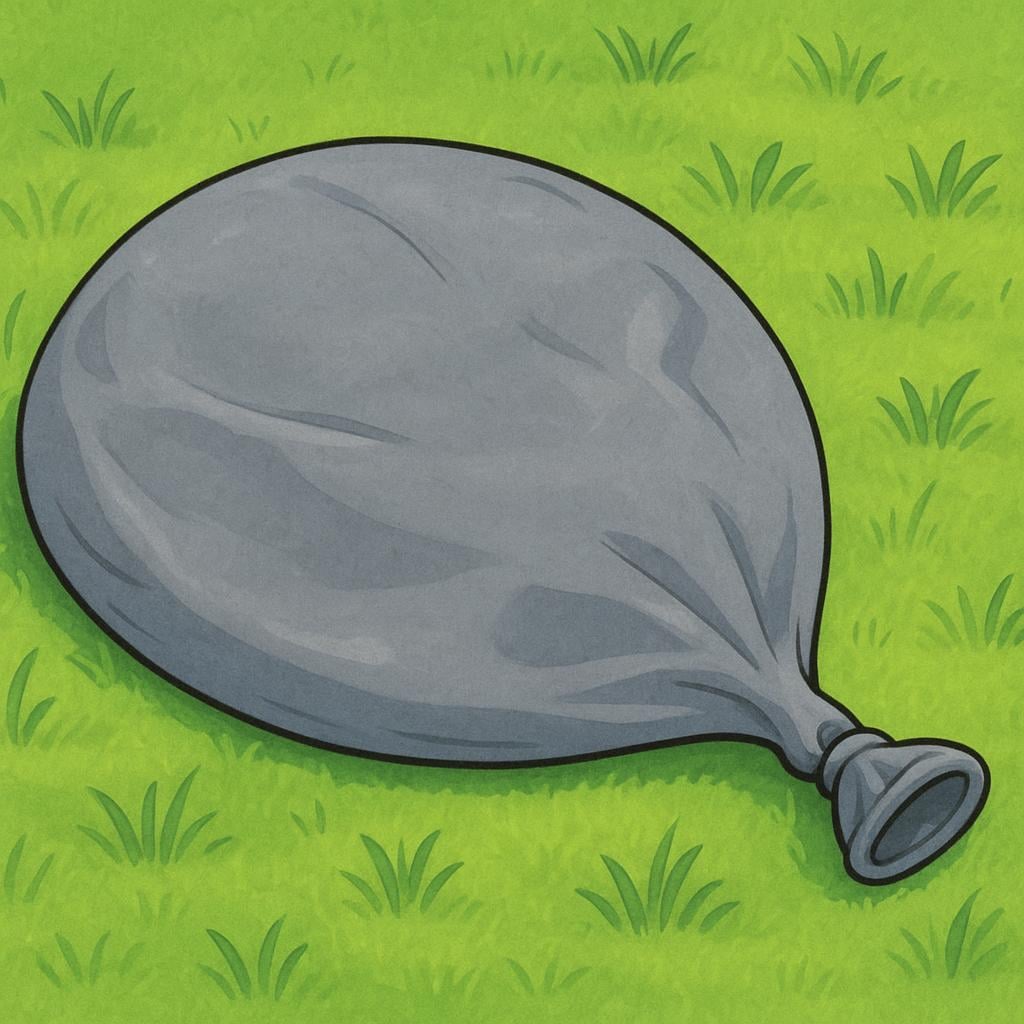 A sad, deflated, gray balloon lying on the ground, representing something that is terrible or awful.