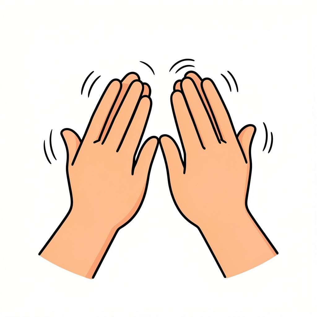 Two hands coming together to clap.