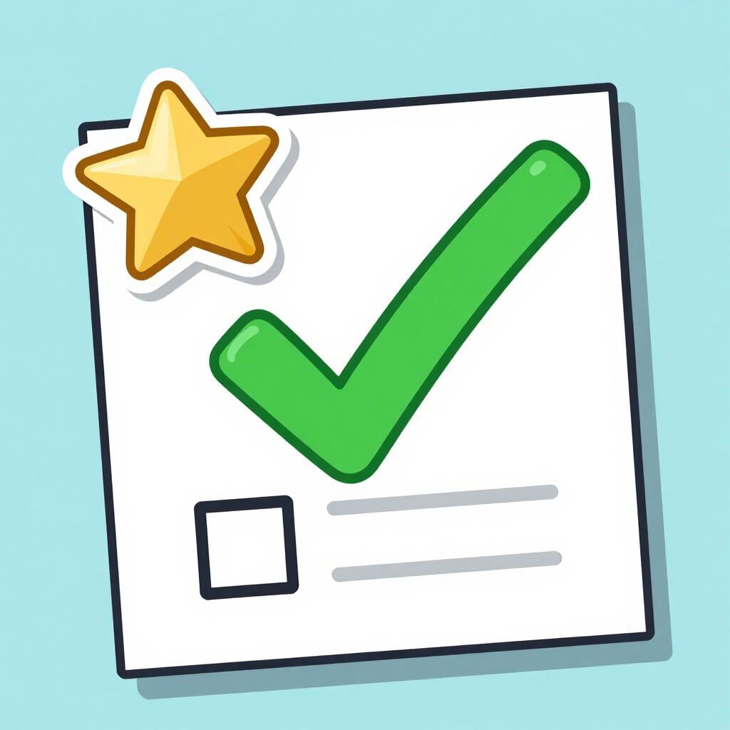 A smiling teacher placing a bright gold star sticker on a student's paper with a large green checkmark.
