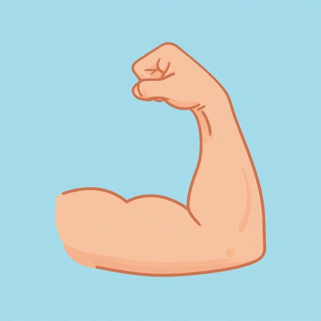 A close-up illustration of a muscular arm bending to show a tightened bicep muscle.