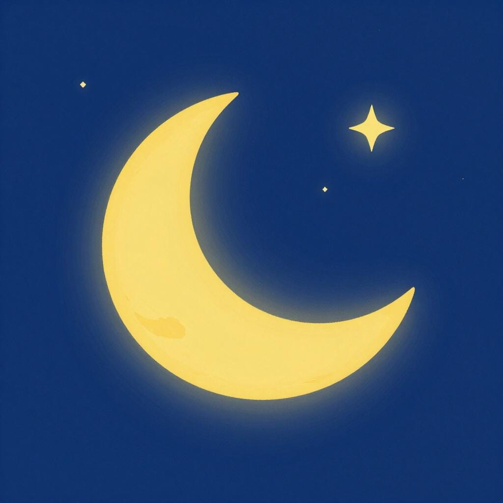 A crescent-shaped moon in a clear night sky.