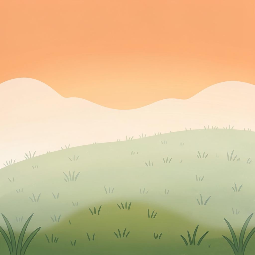 A light, purple-toned mist floating over a green meadow.