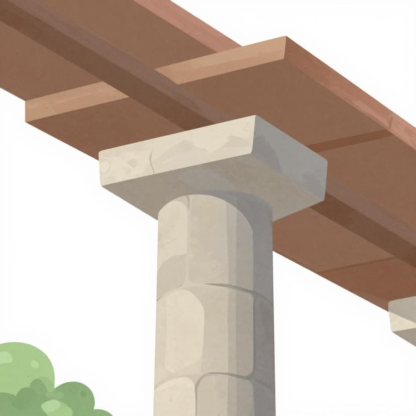 A strong stone pillar holding up a heavy marble ceiling.