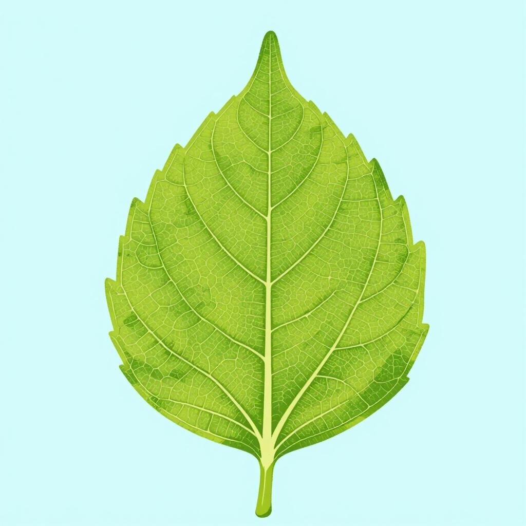 A close-up illustration of a single leaf showing every tiny vein and intricate pattern.