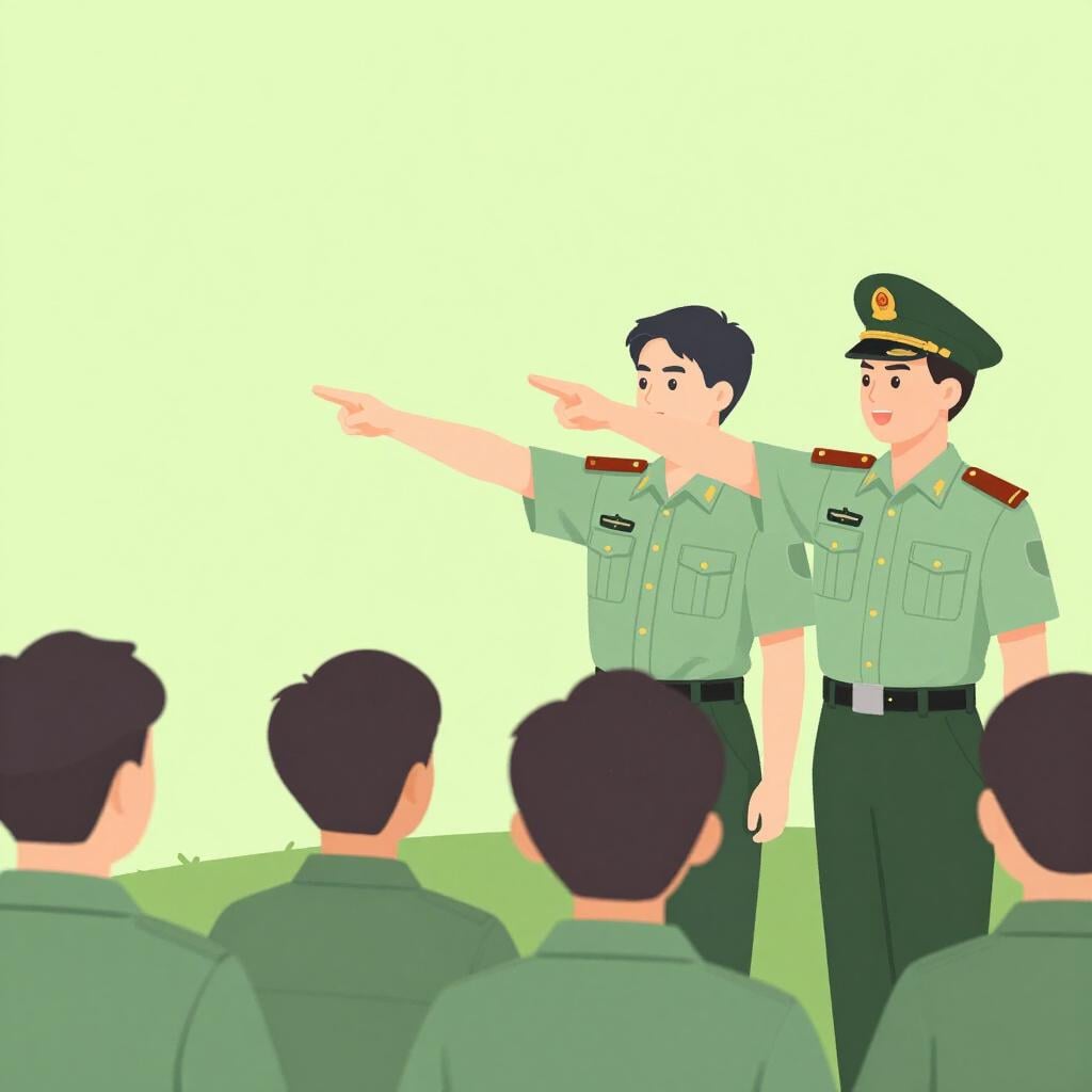 A group of leaders pointing forward with authoritative gestures to direct a team.