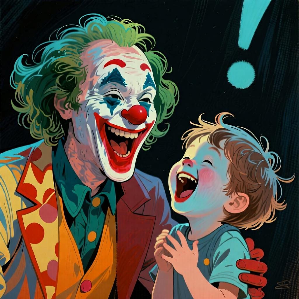 A comedian on stage making an audience member laugh uncontrollably, showing one person's action causing a reaction in another.