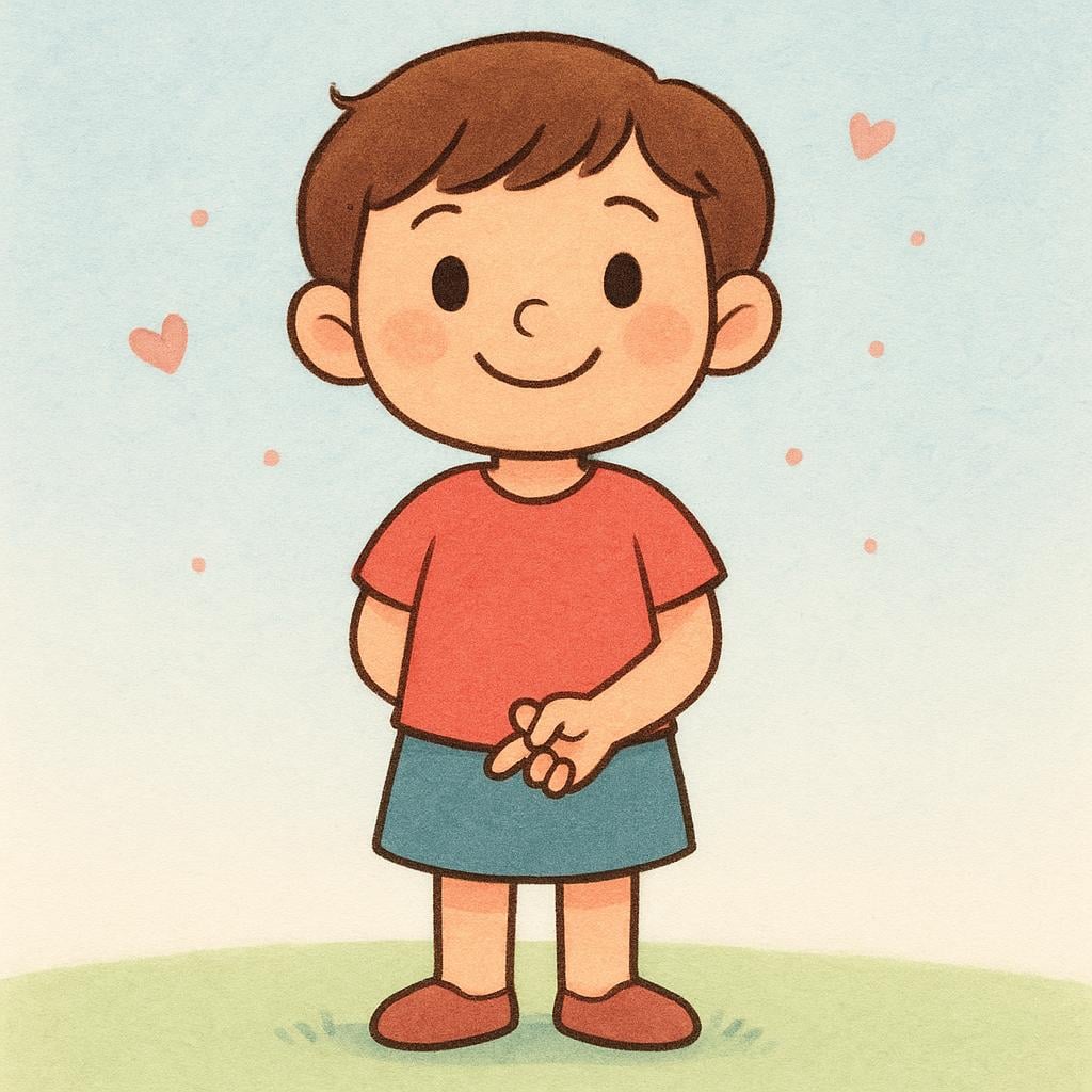 A simple illustration of a character smiling innocently while secretly holding their hands behind their back with their fingers crossed, symbolizing a liar.