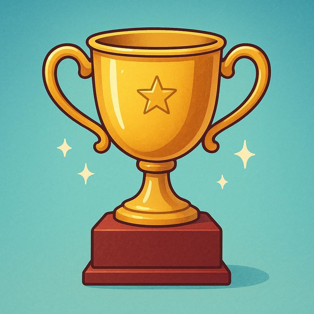 A large, gleaming gold trophy with two handles sitting on a pedestal, symbolizing victory.
