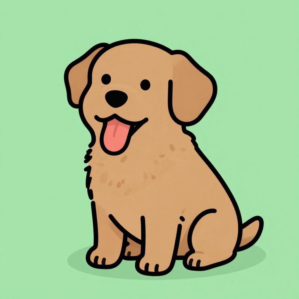 A friendly dog with its tongue hanging out, looking like it is breathing heavily after running.