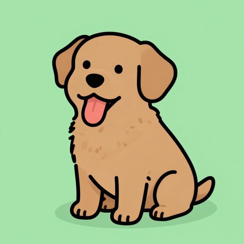 A friendly dog with its tongue hanging out, looking like it is breathing heavily after running.