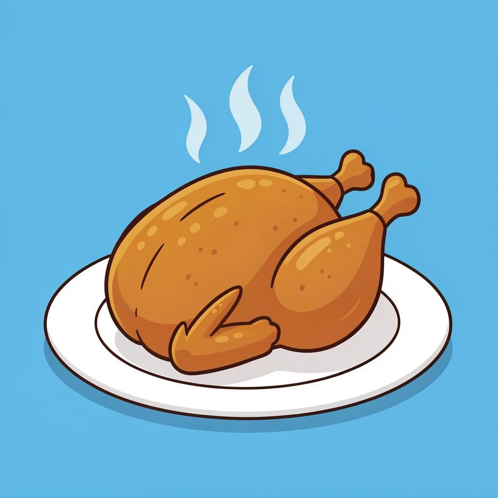 A golden-brown roasted chicken sitting on a ceramic platter.