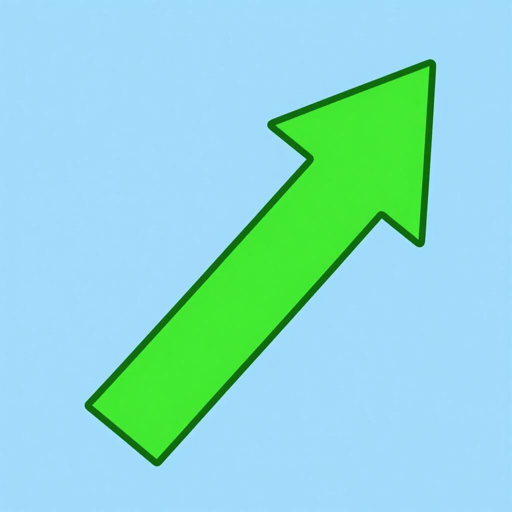 A colorful line on a graph moving sharply upwards against a clean background.