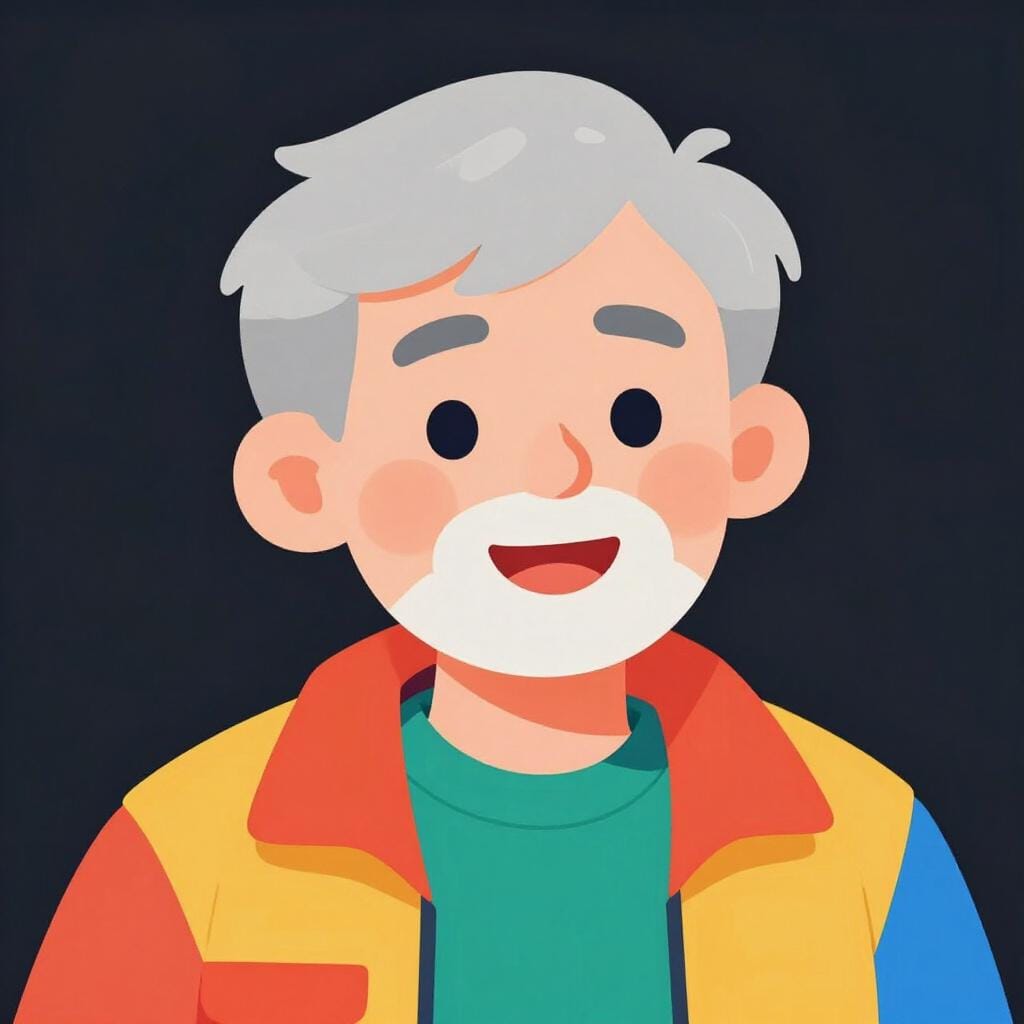 Um homem com cabelo grisalho e rosto jovem vestindo uma roupa moderna.