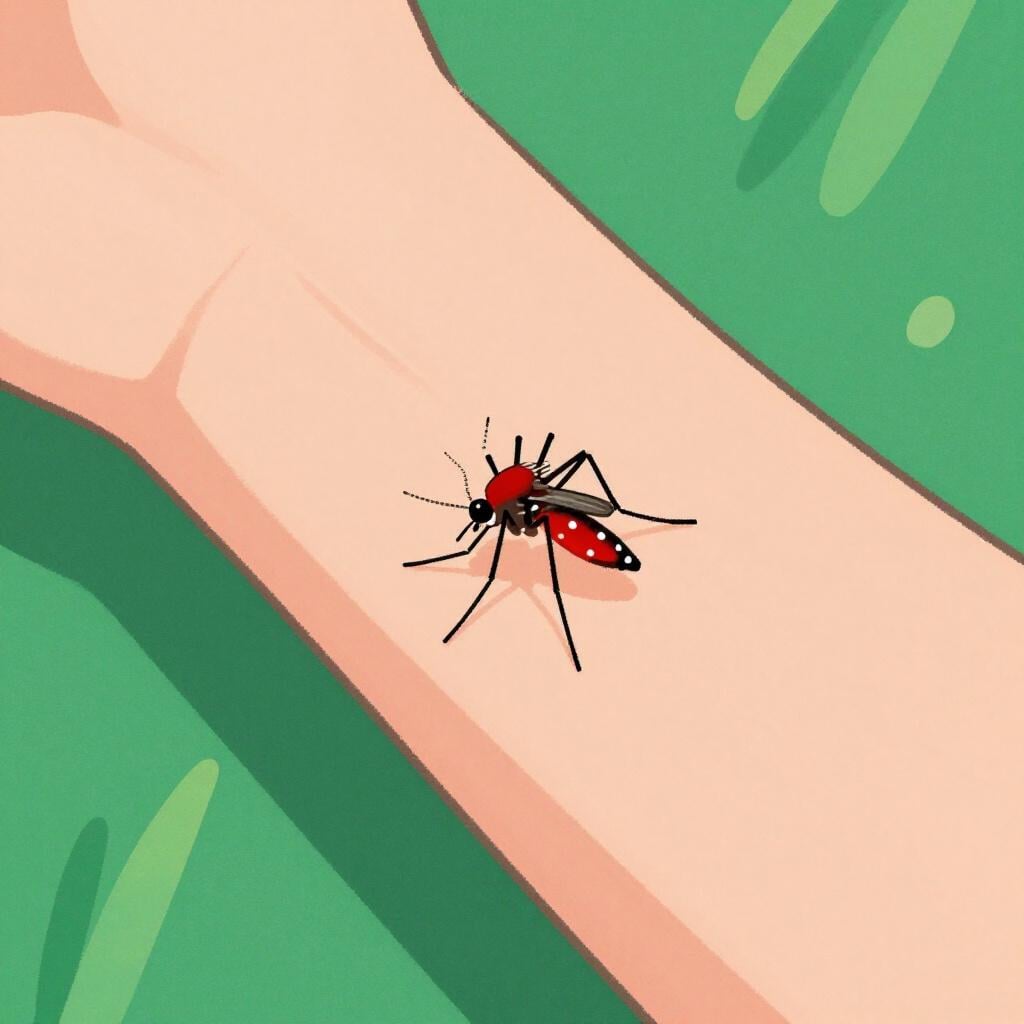 A small red bump on a person's forearm.