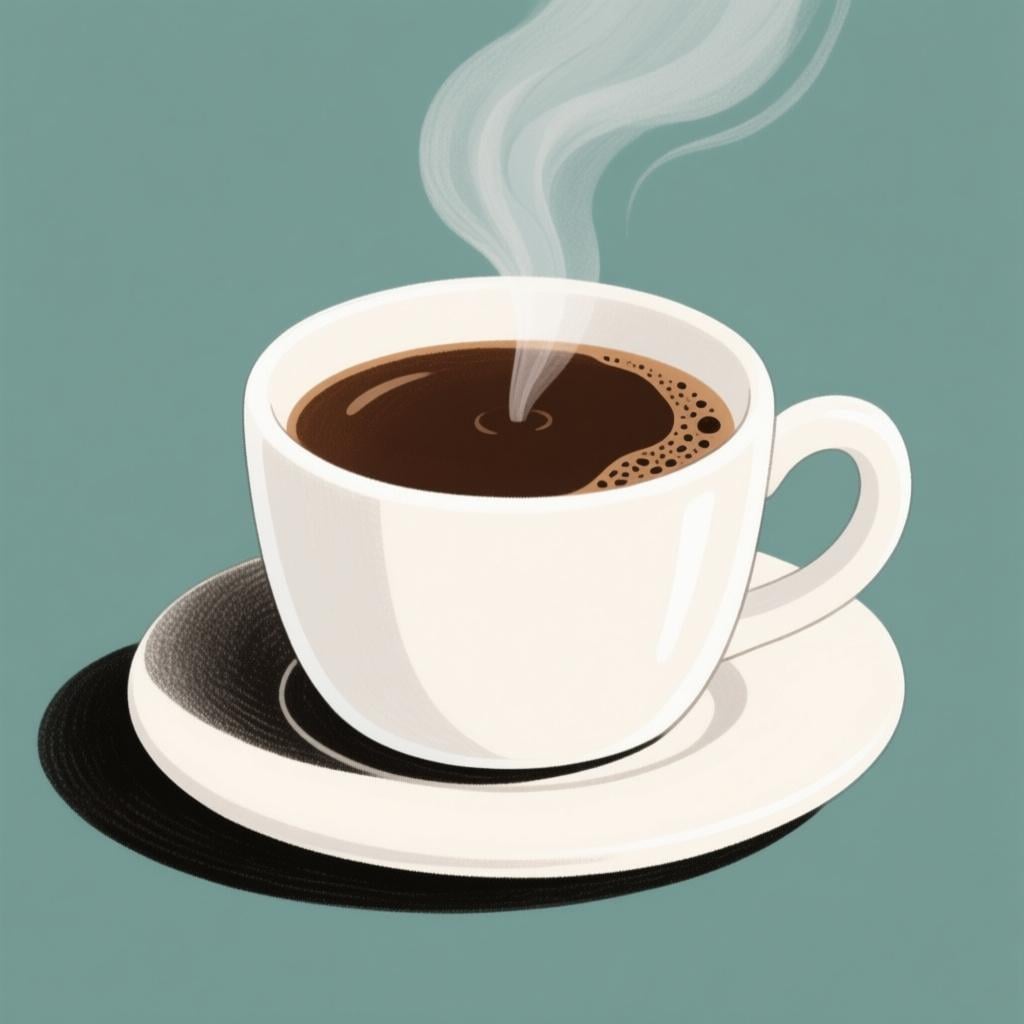 A steaming cup of dark coffee in a white ceramic mug, emphasizing the hot beverage.