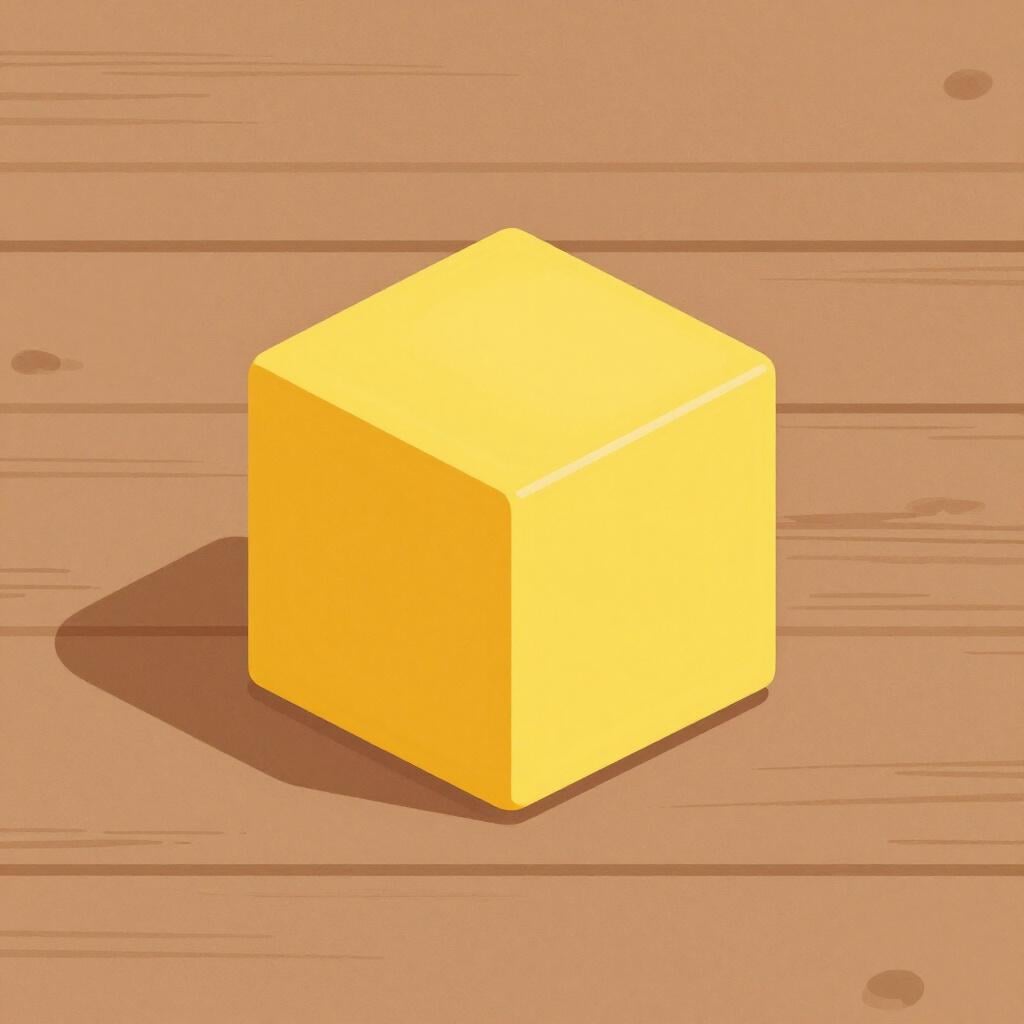 A large yellow wooden block shaped like a square.