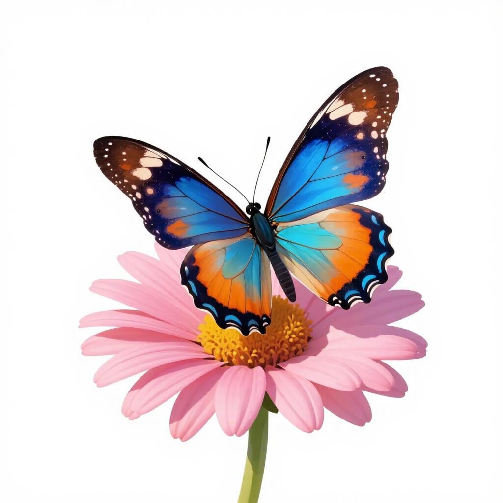 A vibrant butterfly with colorful patterns on its wings resting on a bright flower.